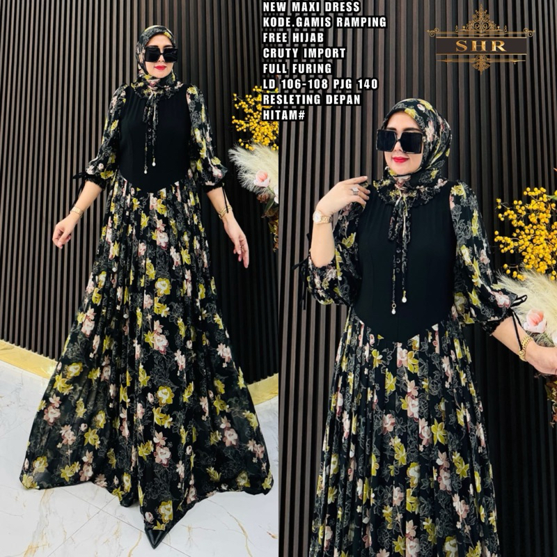 SHR NEWREADY READY GAMIS RAMPING CERUTY LEBARAN SET HIJAB BY SHR SIAP KIRIM LANGSUNG