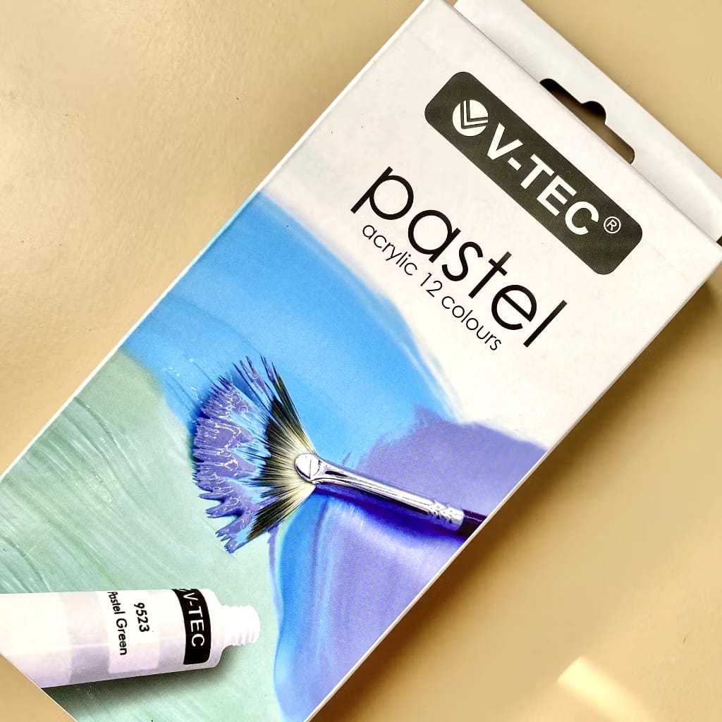 

Veiso_V-TEC Pastel Acrylic Color - Cat Akrilik Warna Pastel - Cat Lukis Bagus Warna Lembut - Melukis di Canvas - Peralatan Melukis