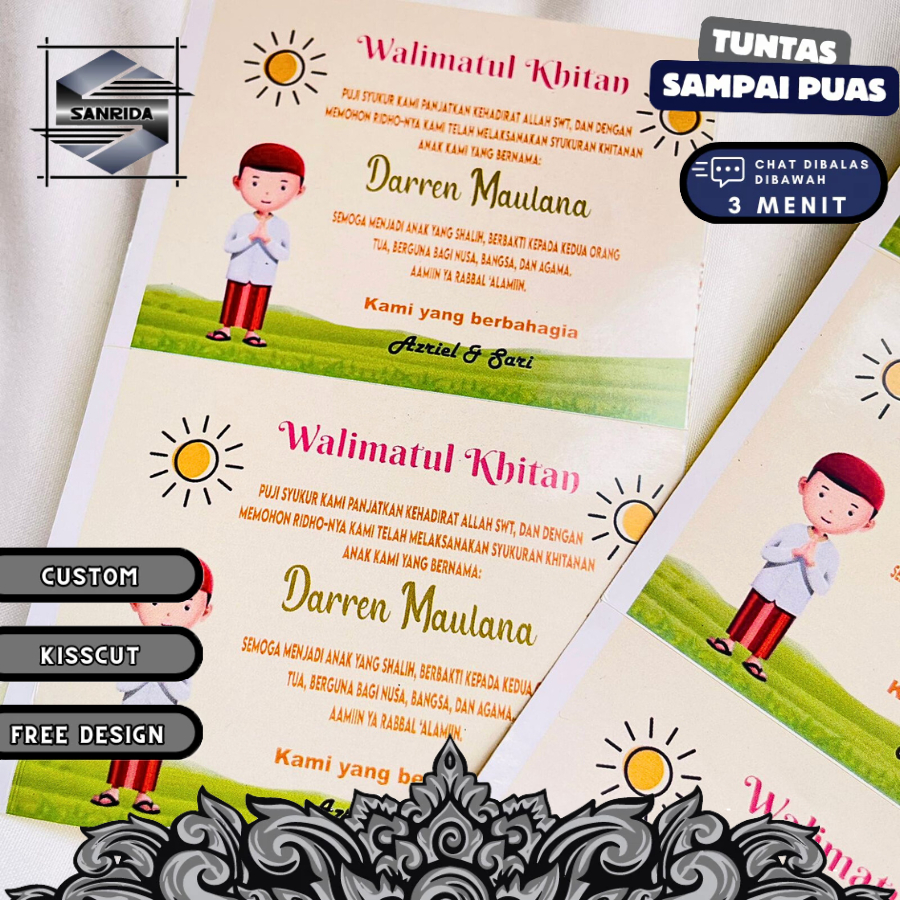 

Sticker Persegi Tasyakuran Khitanan Sanrida Free Desain Custom Syukuran Walimatul Khitan Sunatan