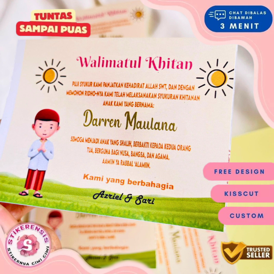 

Sticker Tasyakur Khitanan Sunatan Ulang persegi stiker khitanan free desain req kata kata