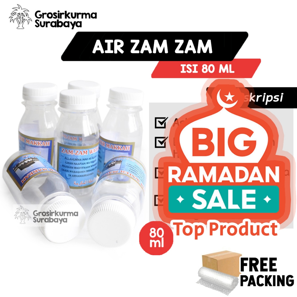 

Air Zam zam 80ml Asli Original Arab Saudi Untuk Oleh oleh Haji Umroh Souvenir Tanah Suci Haramain