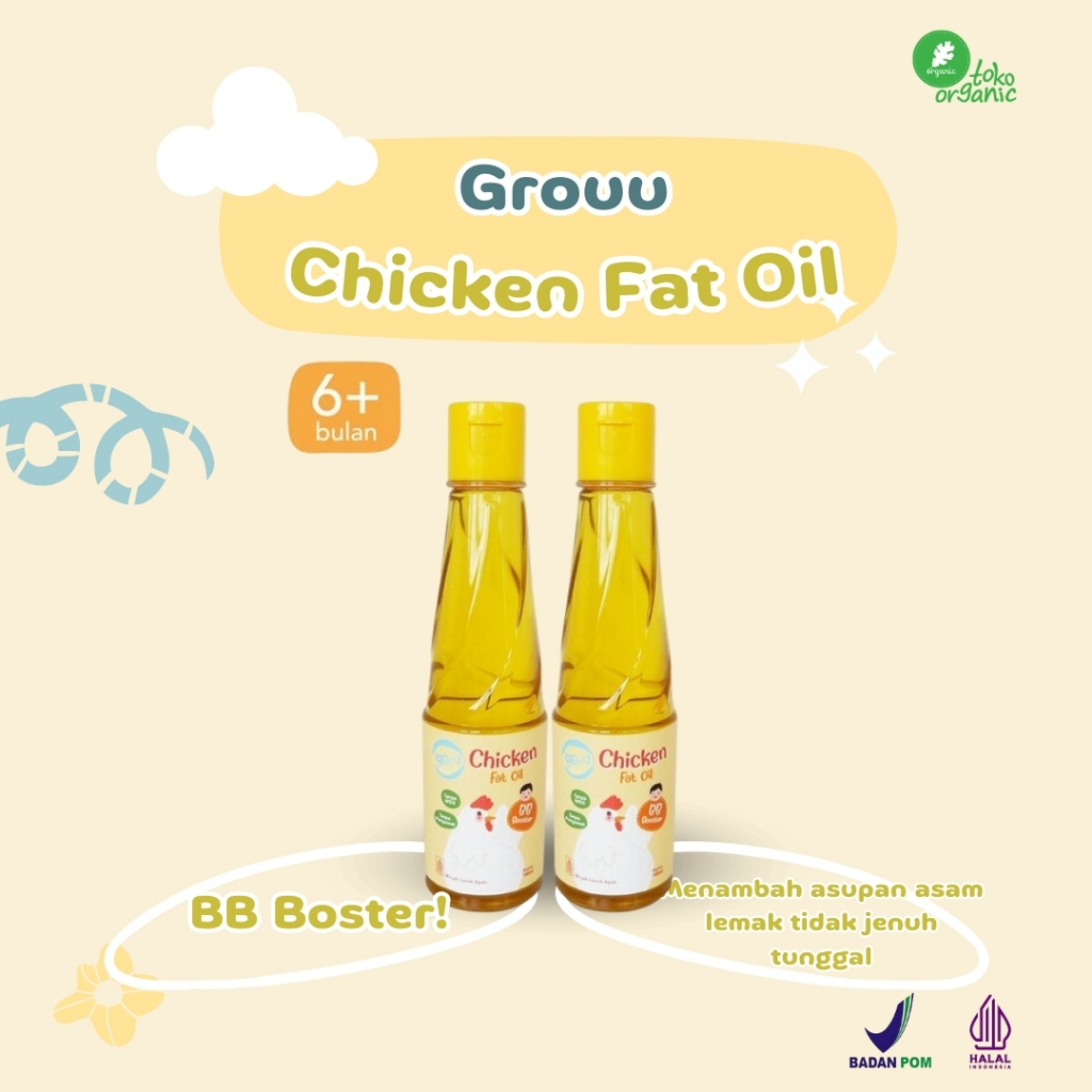 

Grouu Chicken Fat Oil (145ml) | Minyak Lemak Ayam, Aman untuk MPASI, untuk BB Boster