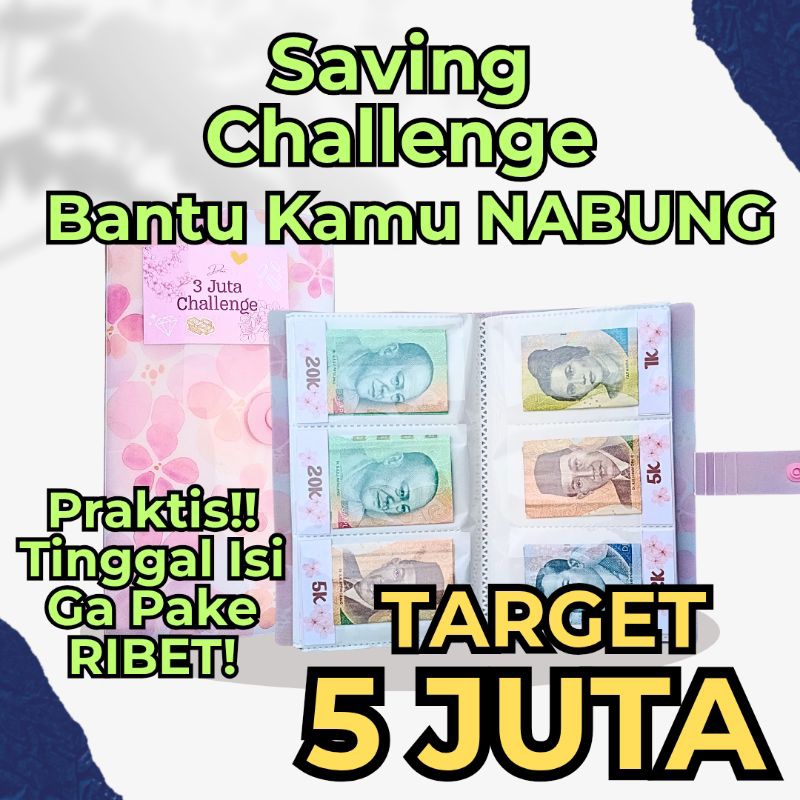

Saving Challenge Tantangan Menabung Target Nabung Tabungan Keuangan Celengan Kekinian Binder Menabung Album Pink Biru