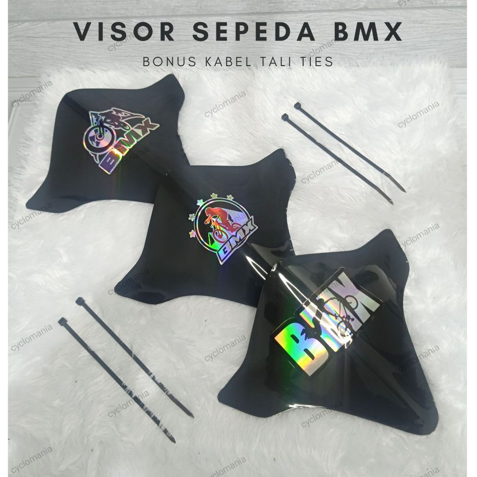 VISOR SEPEDA BMX LOGO SERIES HOLOGRAM BONUS DENGAN KABEL TALI TIES BMX SEPEDA LIPAT SEPEDA LISTRIK S