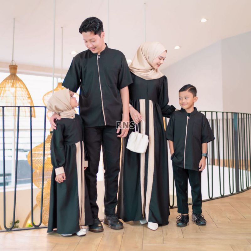 Baju Couple Keluarga Gamis Busui Ayah Anak Terbaru Set Family Pakaian Seragam Lebaran Shakila Raya S