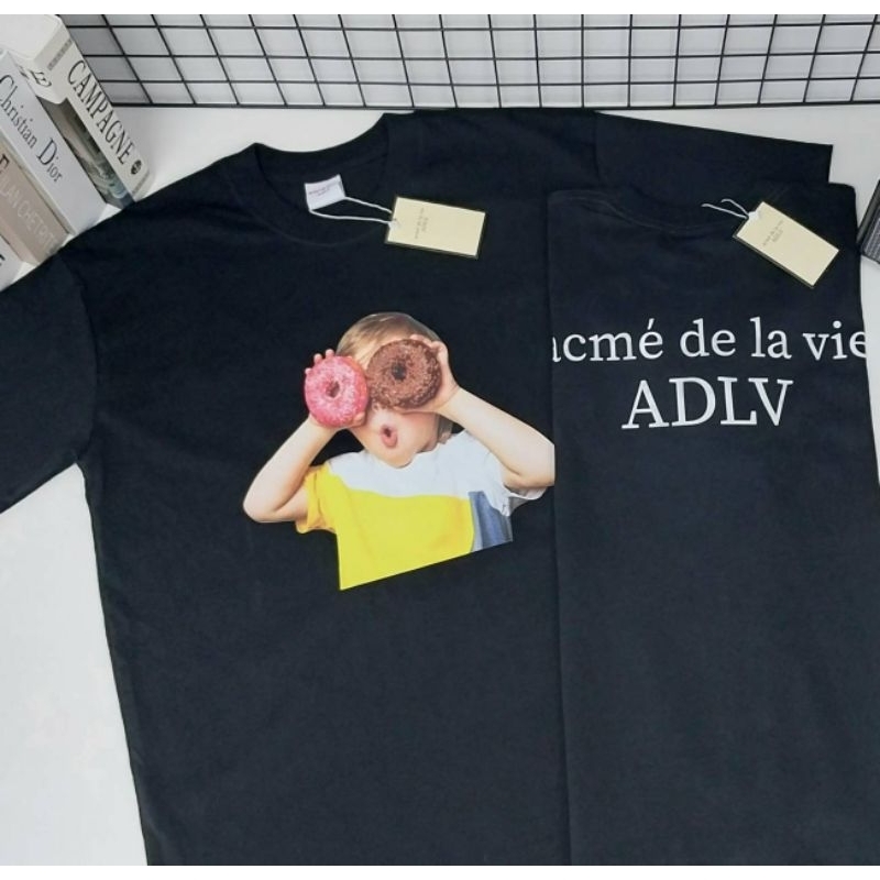 TERMURAH READY STOCK BAJU BANGKOK KAOS IMPORT A D L V GIRL WITH DONUT HITAM / BAJU BKK ORIGINAL FIRS