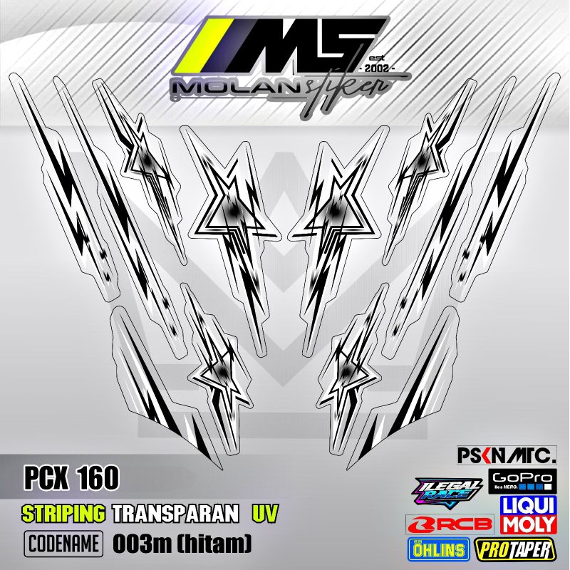 Decal Sticker Striping Variasi Transparan Uv PCX 160 Pcx Star Honda PCX 160 2022-2025 All New PCX 16