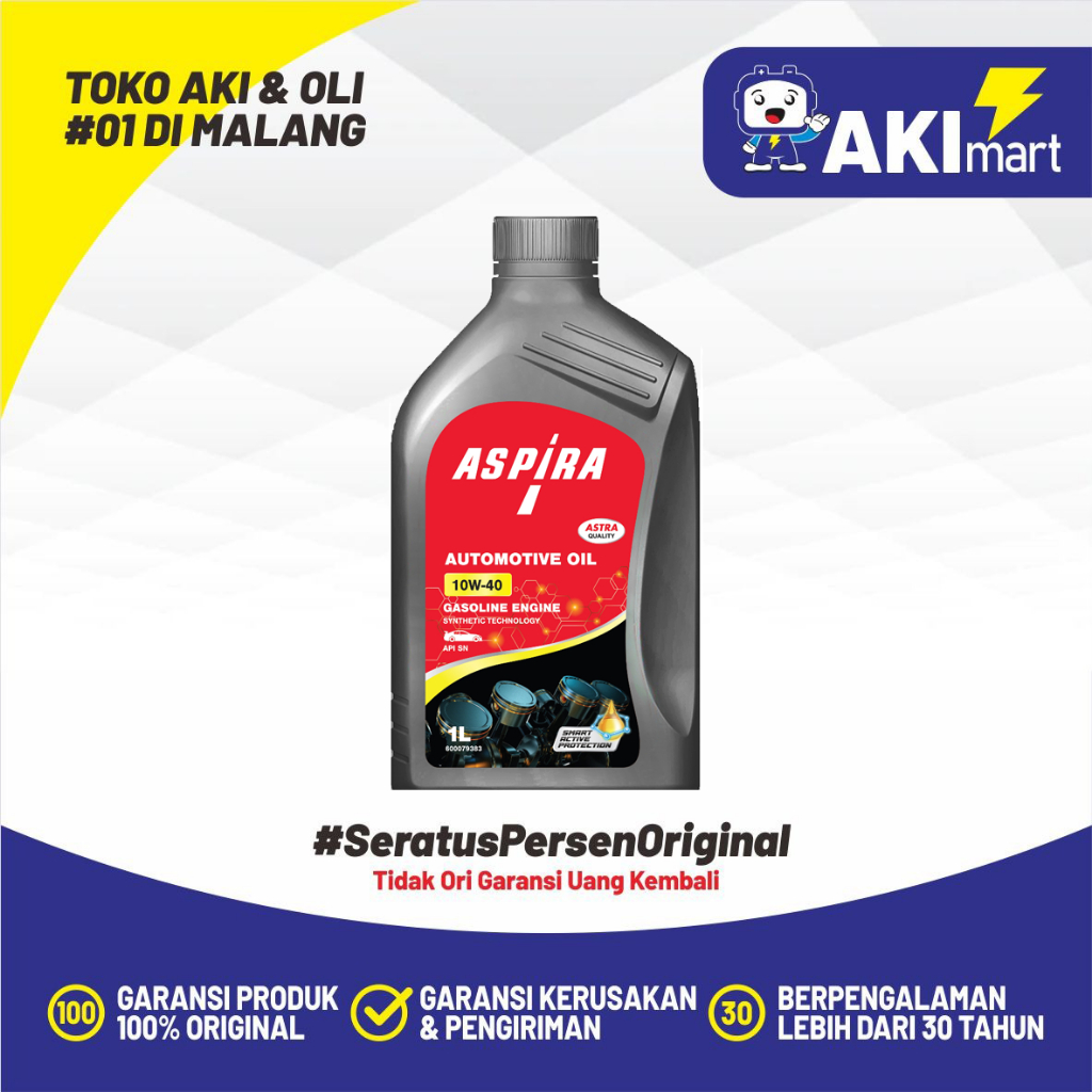 OLI MOBIL ASPIRA SAE 10W-40 1 Liter Oli Mobil Bahan Bakar Bensin