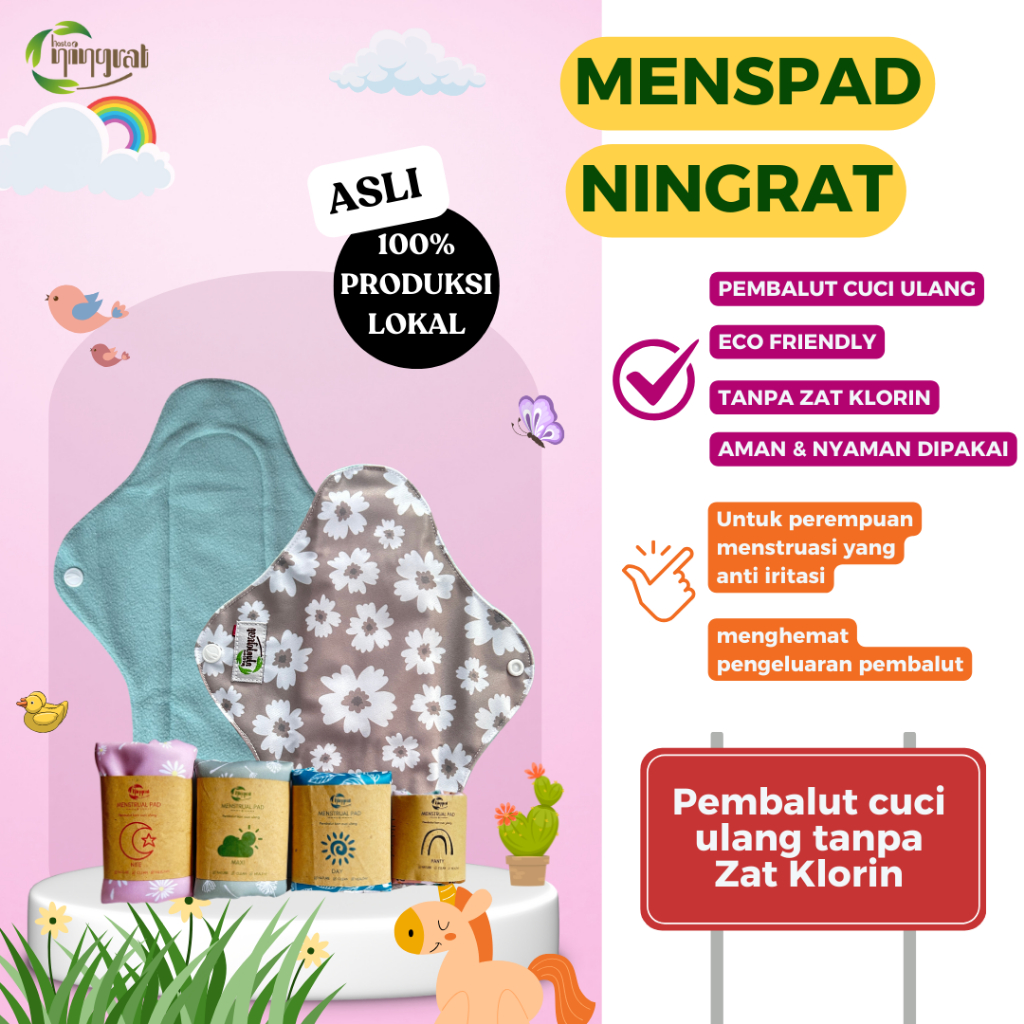 NINGRAT - Menspad Ningrat SNI Pembalut Kain Alami Cuci Ulang Wanita Menstrual pad SNI Ramah Lingkung