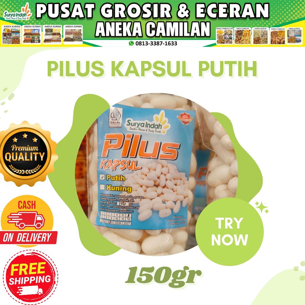 

Pilus Kapsul Putih 150gr Original dijamin Enak packing oleh Surya Indah Jombang