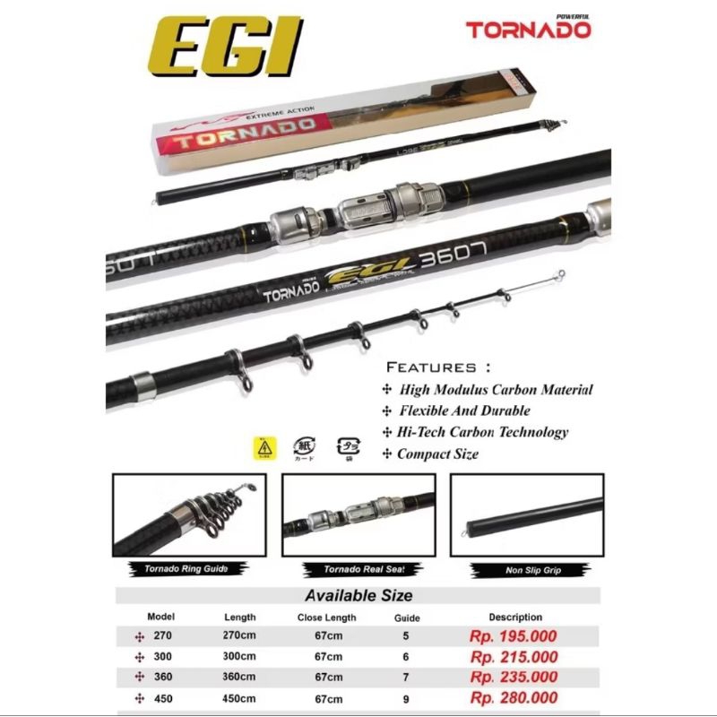 Joran Telescopic Tornado Egi 270/300/360/450