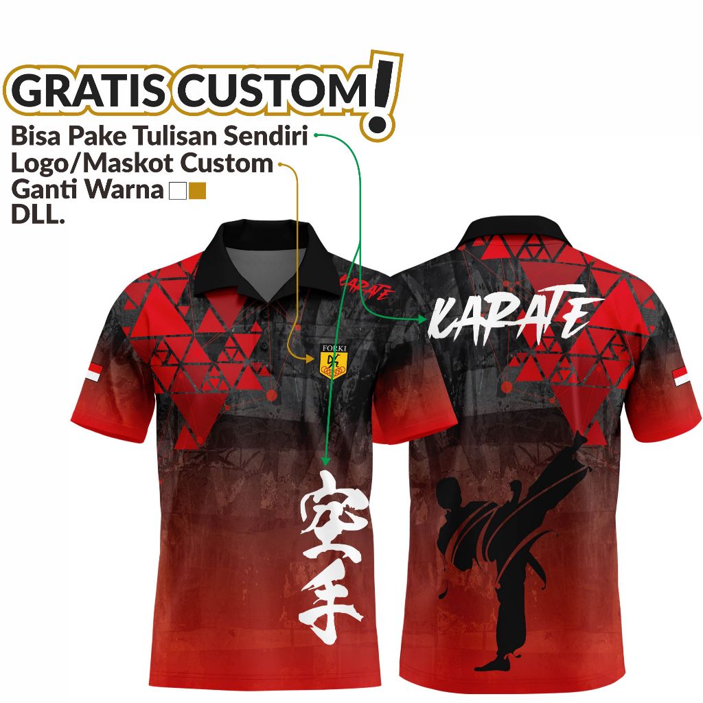 Kaos Karate Berkerah Jersey Karate Terbaru Bisa Pake Nama Custom Logo