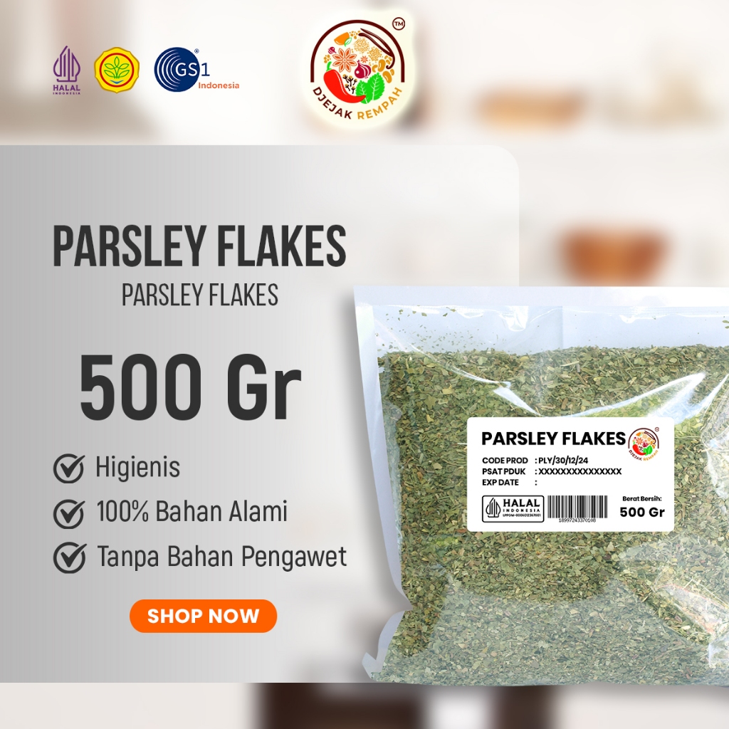 

Parsley Flakes Grade A Premium/ Parsley Leaves Grade A Premium (Kemasan 100 Gr - 500 Gr)