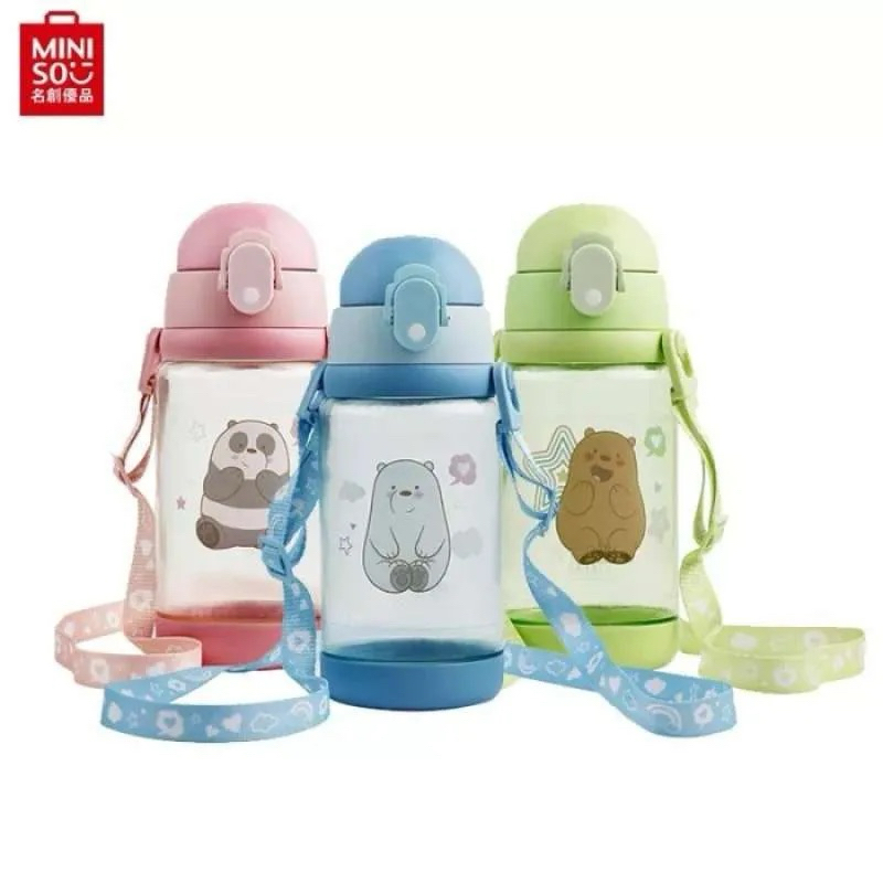 MINISO WE BARE BEARS WATER BOTTLE WITH STRAP 520ml