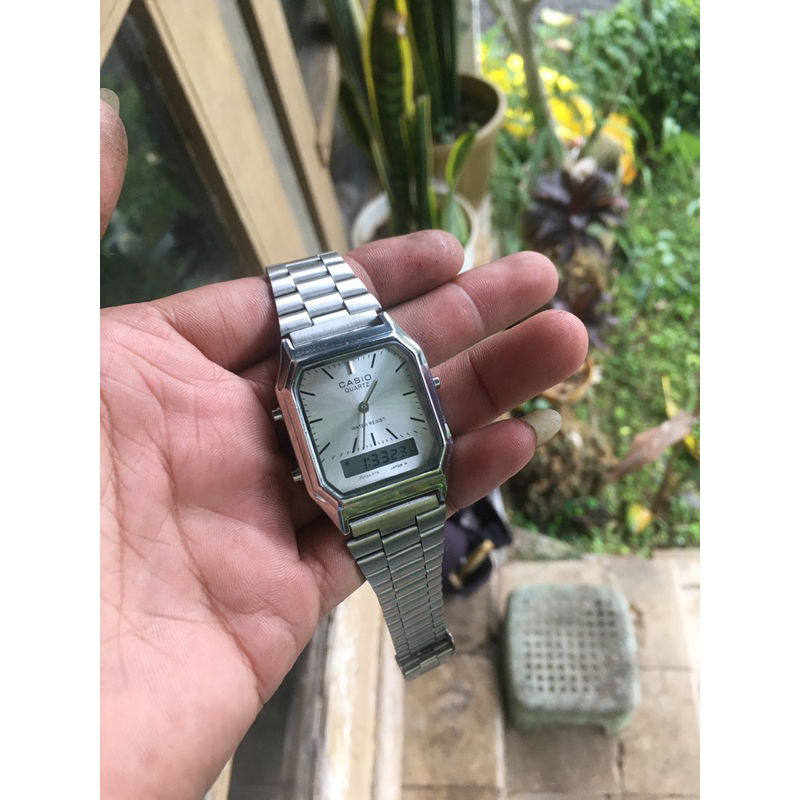 jam casio tank kotak silver mulus