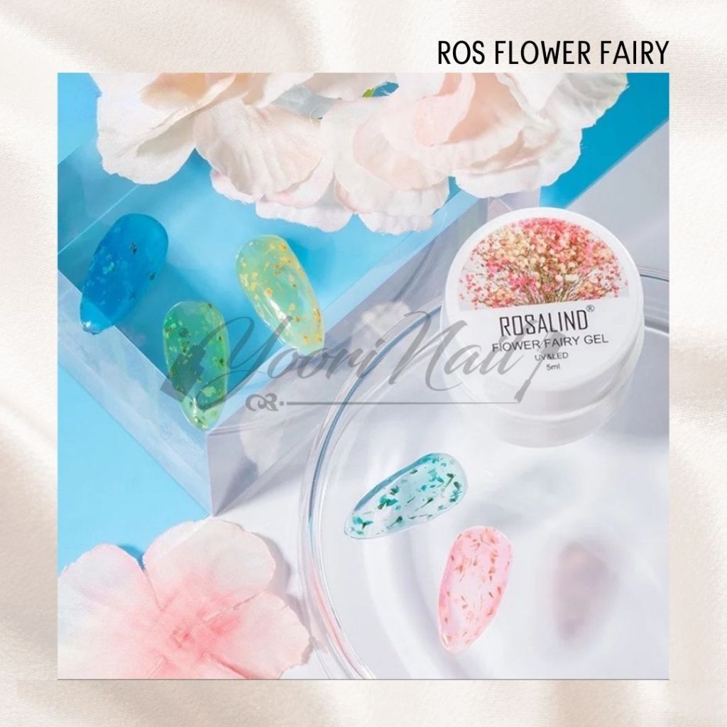 Rosalind Flower Fairy 5ml Kutek Gel Polish Motif Bunga Efek Dry Flower Aksesoris Nail Art