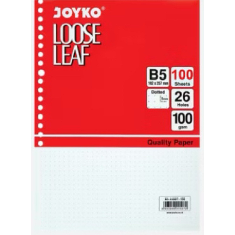 

Loose Leaf Joyko Dotted B5 50 Lembar / Isi Binder B5 Dotted Titik-Titik Polkadot