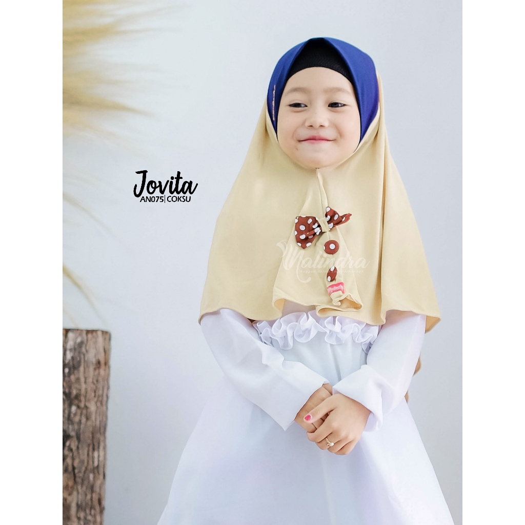 Hijab Anak Jilbab Instan Terbaru Kekinian Sd Sekolah Bordir Nalindra 4-5 Tahun JOVITA