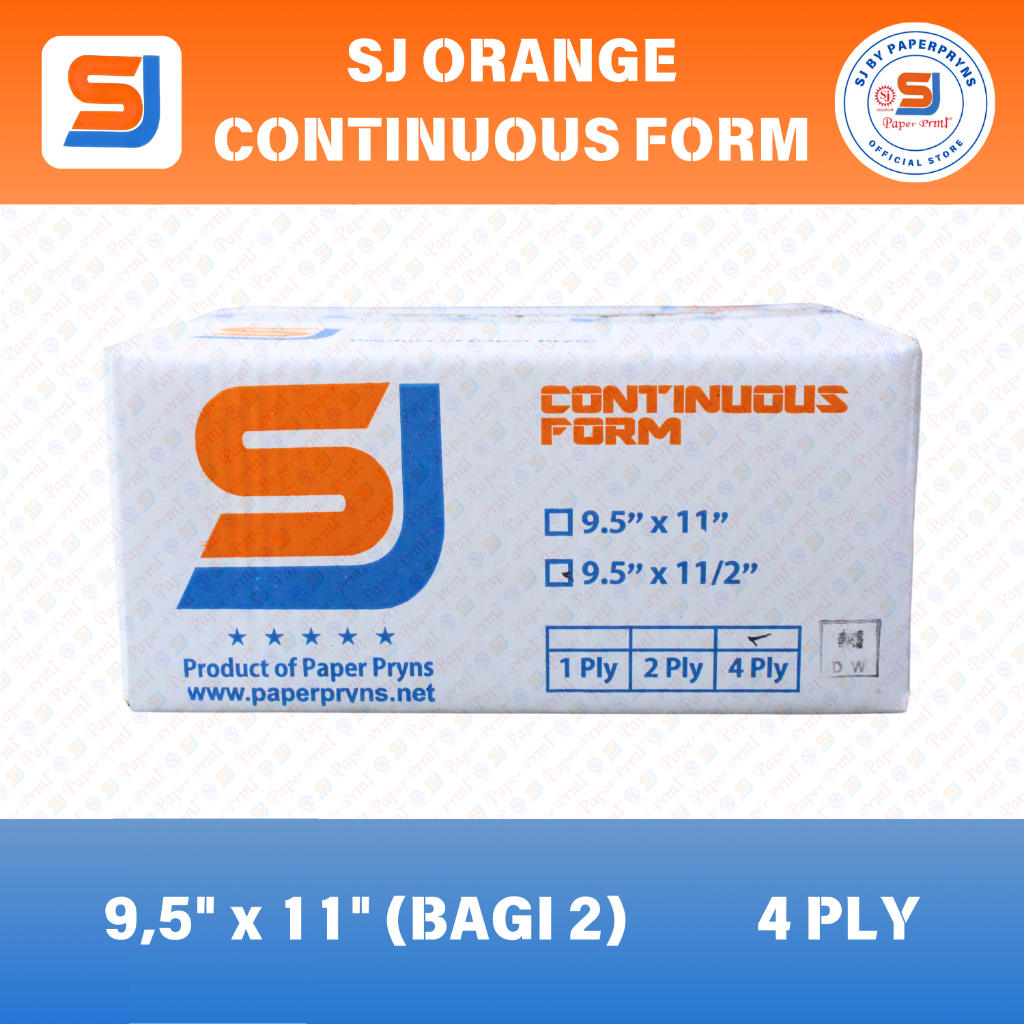 

SJ ORANGE Continuous Form 9,5" × 11/2" (BAGI 2) - 4 PLY - NCR Sheets