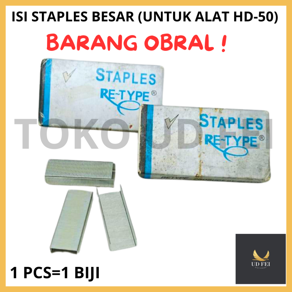 

(OBRAL / 1PCS= 1 BIJI -- MERK RE -TYPE) ISI STAPLES BESAR/ ISI STAPLES UNTUK HD-50/ BIJI STAPLES / REFILL STAPLES