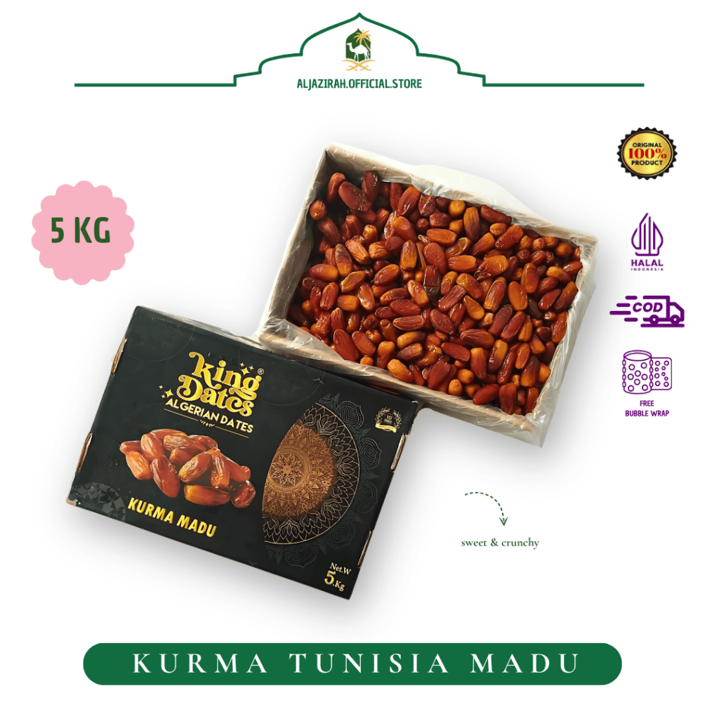 

Kurma MaduTunisia Dus 5 Kg | Tunisia Madu Asli Kualitas Premium Tanpa Tangkai | Oleh Oleh Haji Umroh