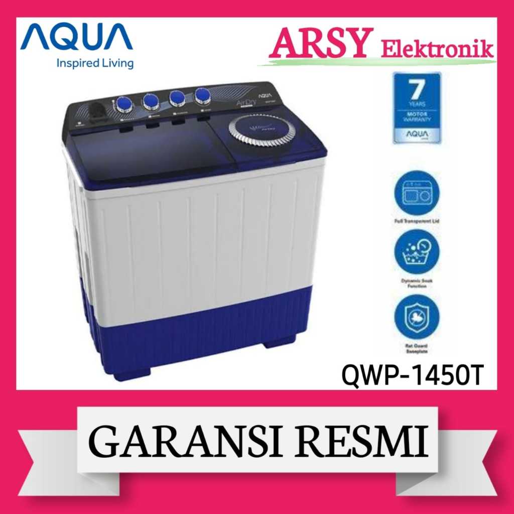 MESIN CUCI AQUA 2TABUNG 14KG QWP-1450T/AQUA MESIN CUCI 2TABUNG 14KG QWP-1450T GARANSI RESMI