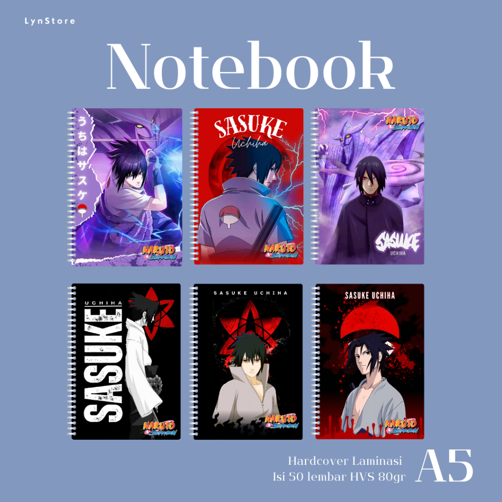 

(LS_035) Notebook Anime A5 Hardcover Edisi Naruto Shippuden - Uchiha Sasuke (Isi 50 Lembar Hvs + Hardcover Laminasi 2 Sisi) Buku Tulis Catatan Notebook Ring A5 Hardcover Laminasi / Notebook Journal A5 Hardcover Laminasi / Spiral Buku Agenda A5 Hardcover