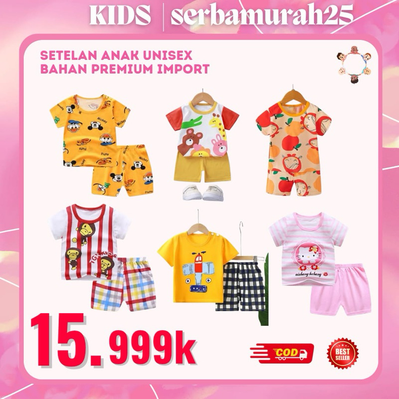 Setelan Anak Bahan Katun Impor premium SET Baju Anak Impor Baju setelan Anak bahan Katun Bergambar