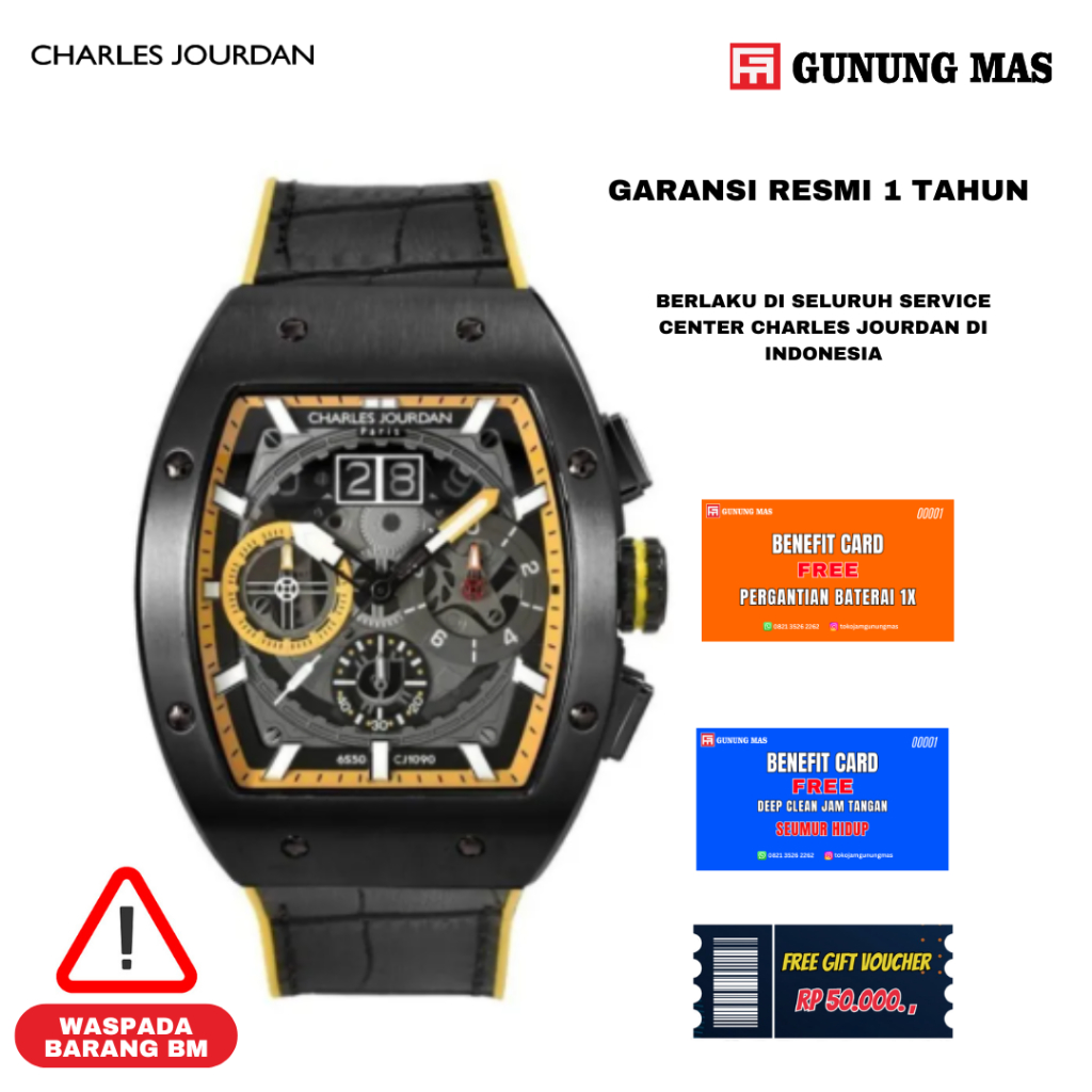 Charles Jourdan CJ 1090-1728C Jam Tangan Pria 100% Original