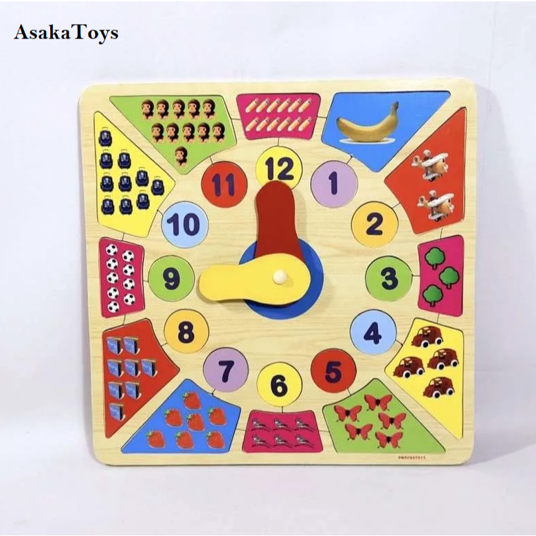 Mainan APE anak Paud - Puzzle jam Besar _ ASaka Toys