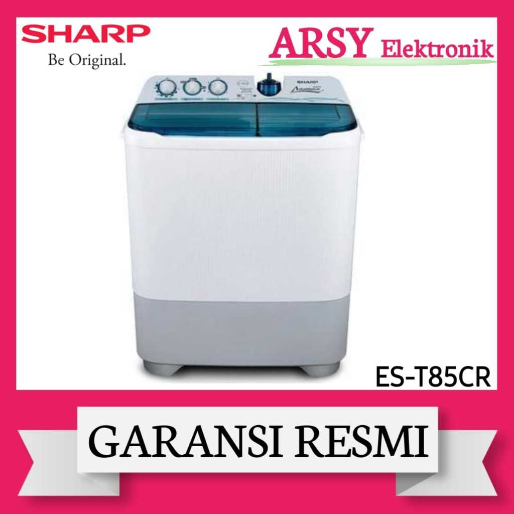 MESIN CUCI SHARP 2TABUNG 8KG ES-T85CR-BK/SHARP MESIN CUCI 2TABUNG 8KG ES-T85CR-BK GARANSI RESMI