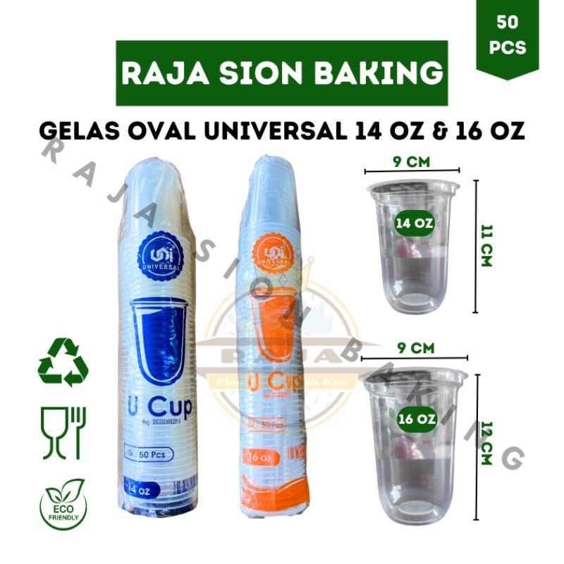 Cup Gelas 14 oz 16 oz / Cup Gelas Oval 14 oz 16 oz / Gelas Plastik Universal