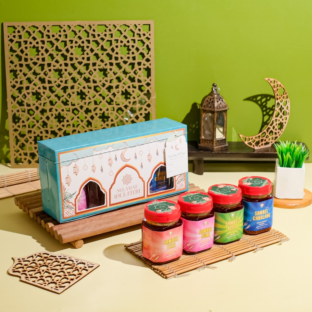 

HAMPERS SAMBAL LEBARAN RAMADHAN (SAMBAL CAKALANG,SAMBAL CUMI,SAMBAL TERI,SAMBAL PEDA)