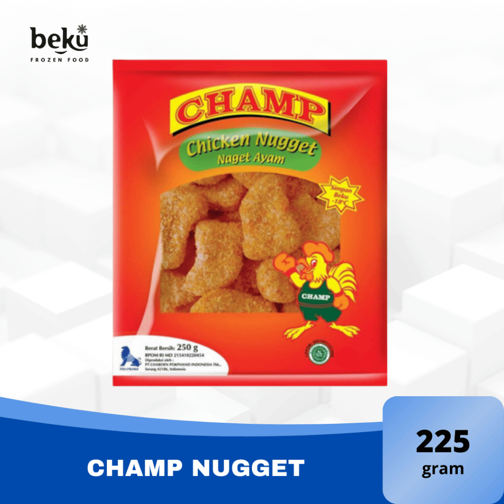 

CHAMP NAGET AYAM - CHAMP CHICKEN NUGGET REGULER/STICK/COIN (225g)