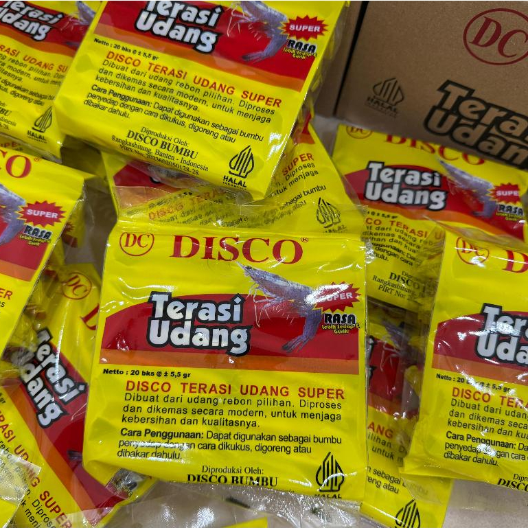 

Terasi Udang DISCO per pak, kualitas super premium isi 1 pak x 20 pcs x 5,5gr