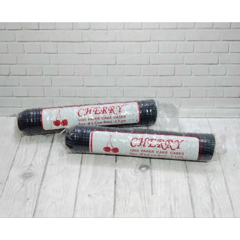 KERTAS CUP BOLU KUKUS / CHERRY PAPER CAKE CASES BLACK 5.5 CM / KERTAS BOLU KUKUS - CHERRY