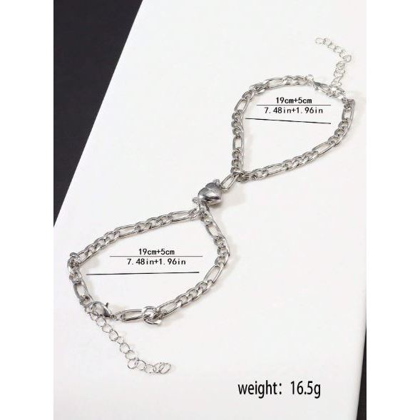 Gelang Couple Titanium Rantai Figaro Magnet Love/Gelang Bucin /Gelang Pasangan /Gelang Cinta
