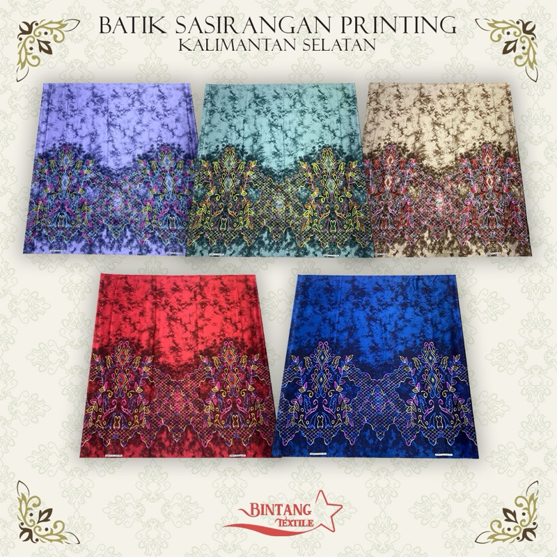 Kain Batik Khas Kalsel Sasirangan Banjar Pria Wanita Printing bahan Semi Sutera - Harga per setengah