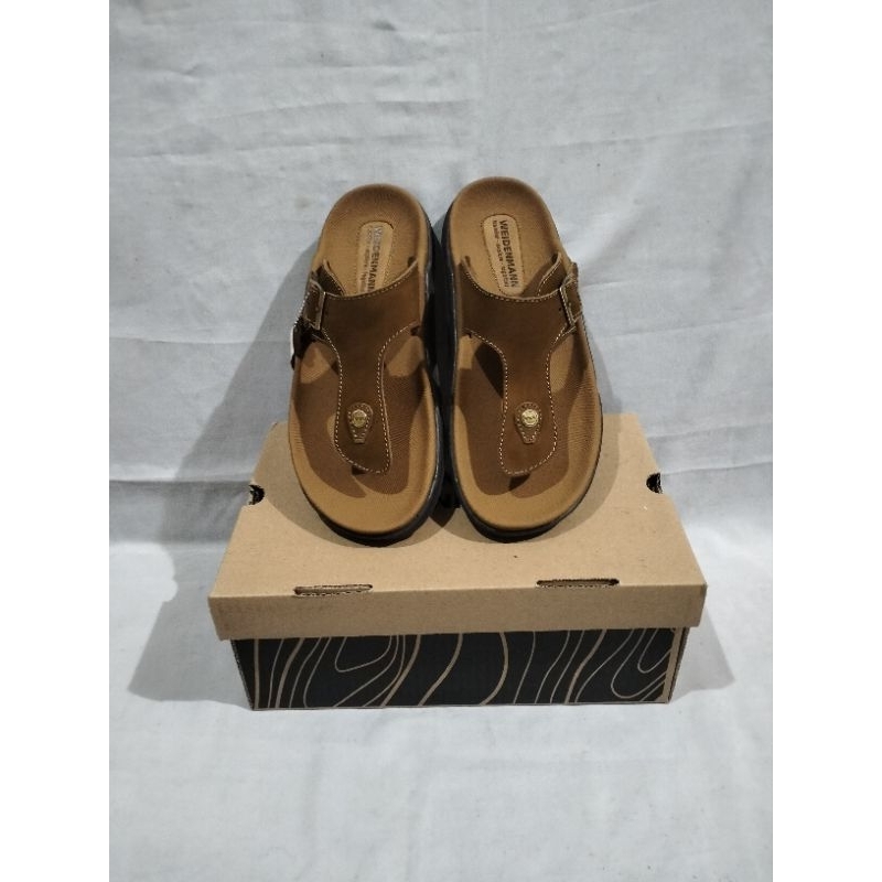 Sandal jepit kasual kulit pria Suede WEIDENMANN ORIGINAL BZ 801 CAMEL