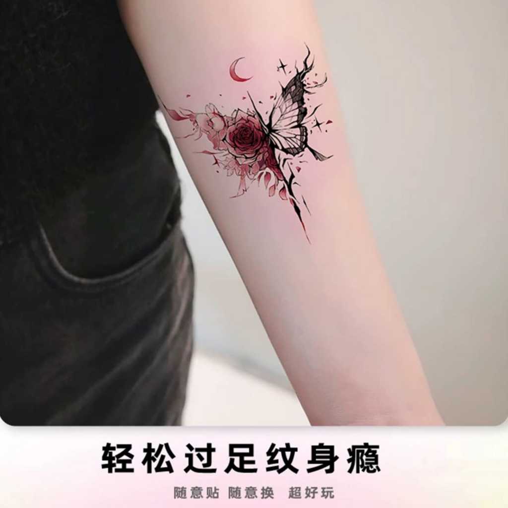 Stiker Tato Kupu-kupu Warna-warni Stiker Tato Semi Permanen - Tatto Temporer Butterfly