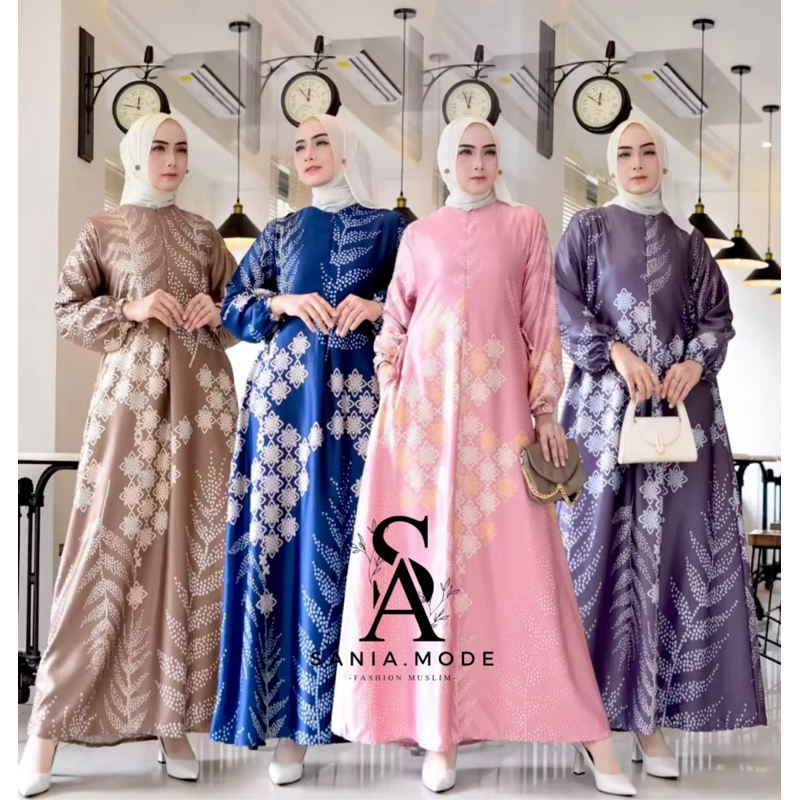 Gamis Silk Amora Motif Terbaru / Gamis Kondangan Motif Bunga / Gamis Silk Premium Elegan Mewah