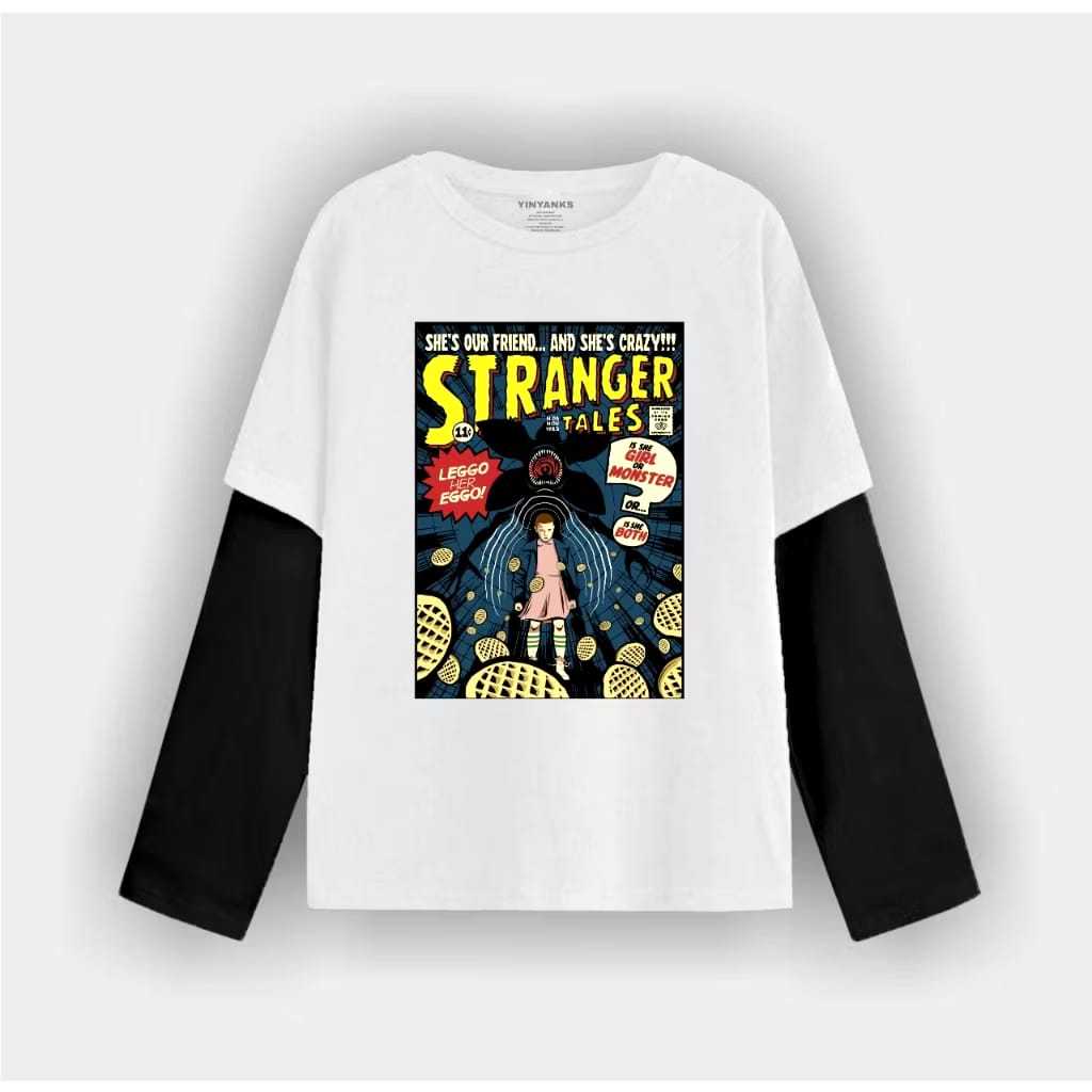 onthread clothing T-shirt Double layer stranger long sleeve kaos pria