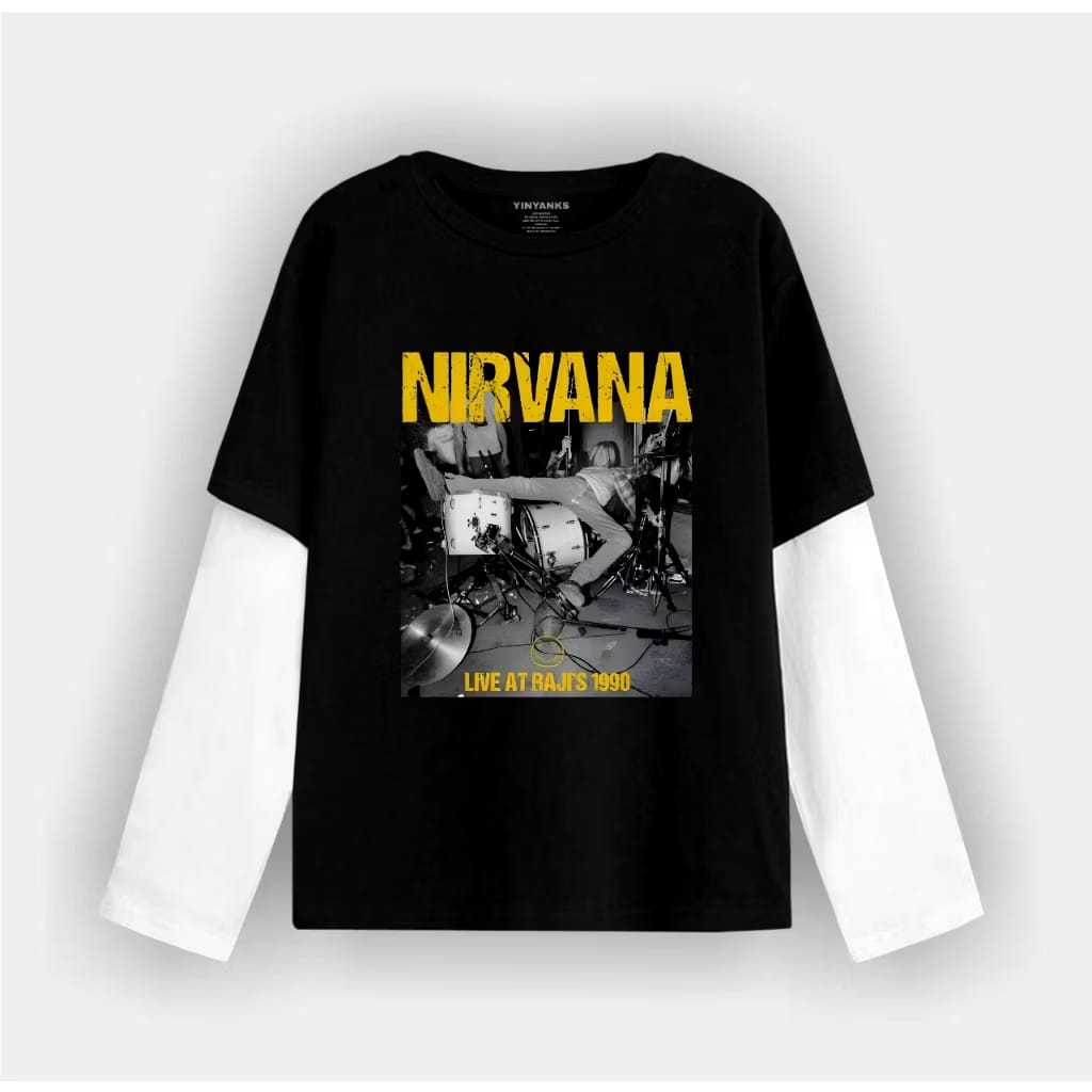 onthread clothing T-shirt Double layer nirvana long sleeve kaos pria