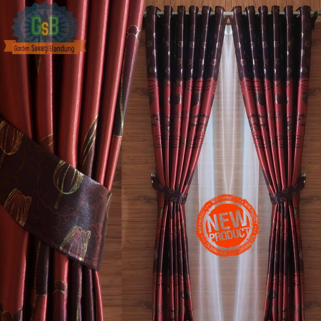 Gorden jendela minimalis motif bunga tulip aesthetic hordeng pintu kamar tidur