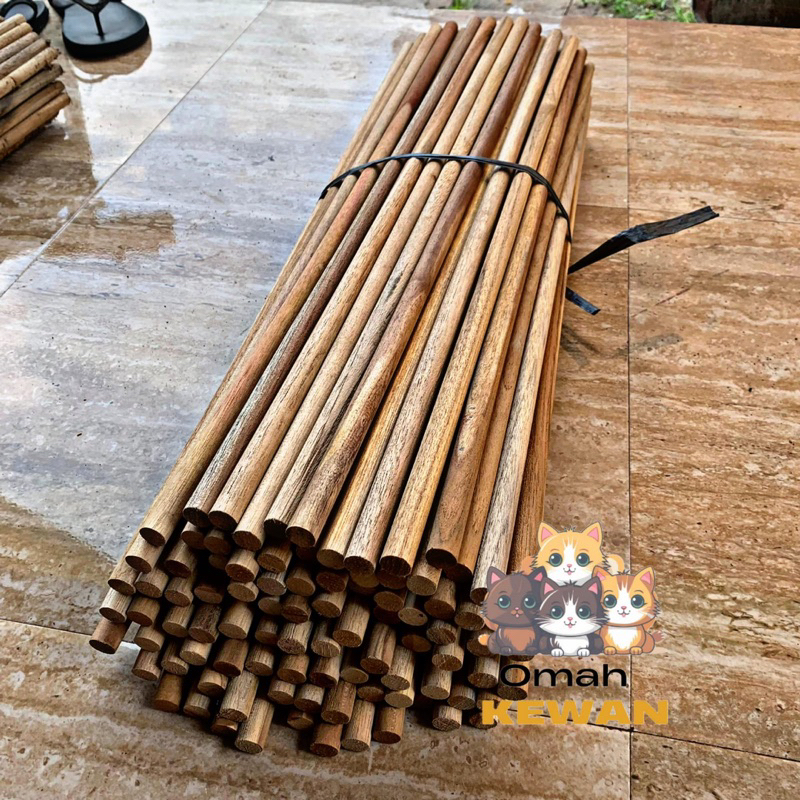 Dowel Bulat Kayu Jati Panjang 100cm - Bahan Kayu Jati
