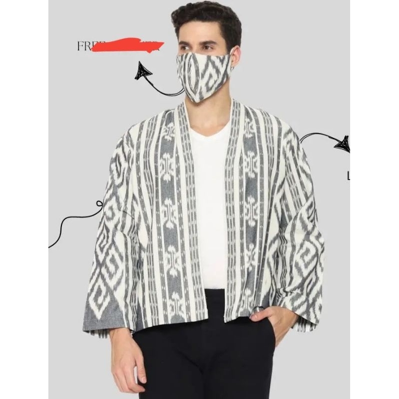 OUTER PRIA LENGAN PANJANG WARNA PUTIH TULANG