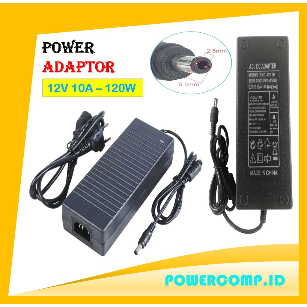 VBS Adaptor Power Supply Converter LED Strip Monitor AC to DC 12V 10A for Flexible LED Strip Lights 
