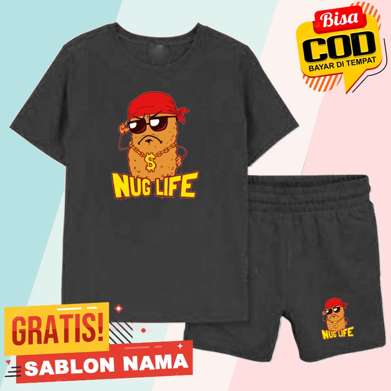 Setelan Koas Anak Chiken Nugget Meme Nug Life / Baju Setelan Celana Kaos Anak Laki Laki & Perempuan 