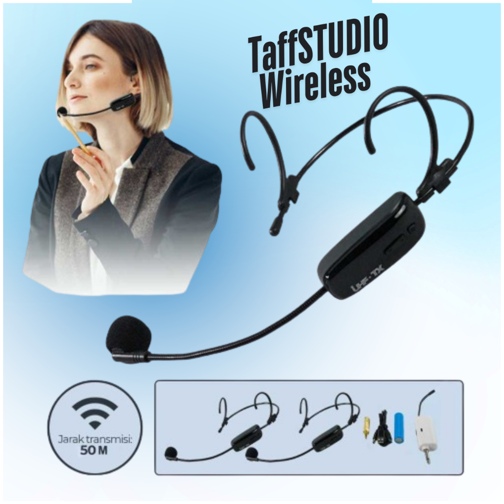 Mic Wireles Imam Masjid Miniatur Clip On di Kepala transmisi jarak 50 m HX-W006