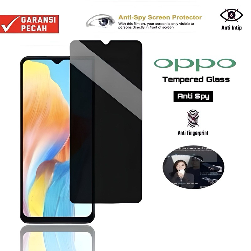 Tempered Glass Anti Spy Oppo A18 A17 A16 A15 A15S A12 A11 A11K A9 A7 A5S A3S A1K Anti Gores Kaca Pri